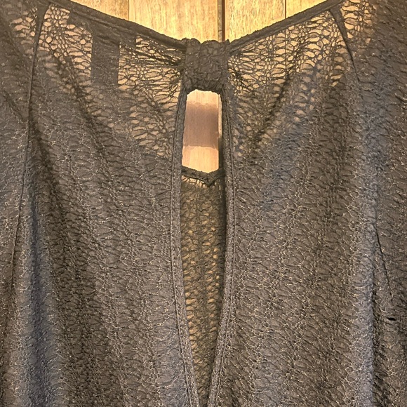 DEB SHEER TEXTURED BLOUSE Black Short wide sleeve smocked waistband open back 2X - Picture 5 of 7